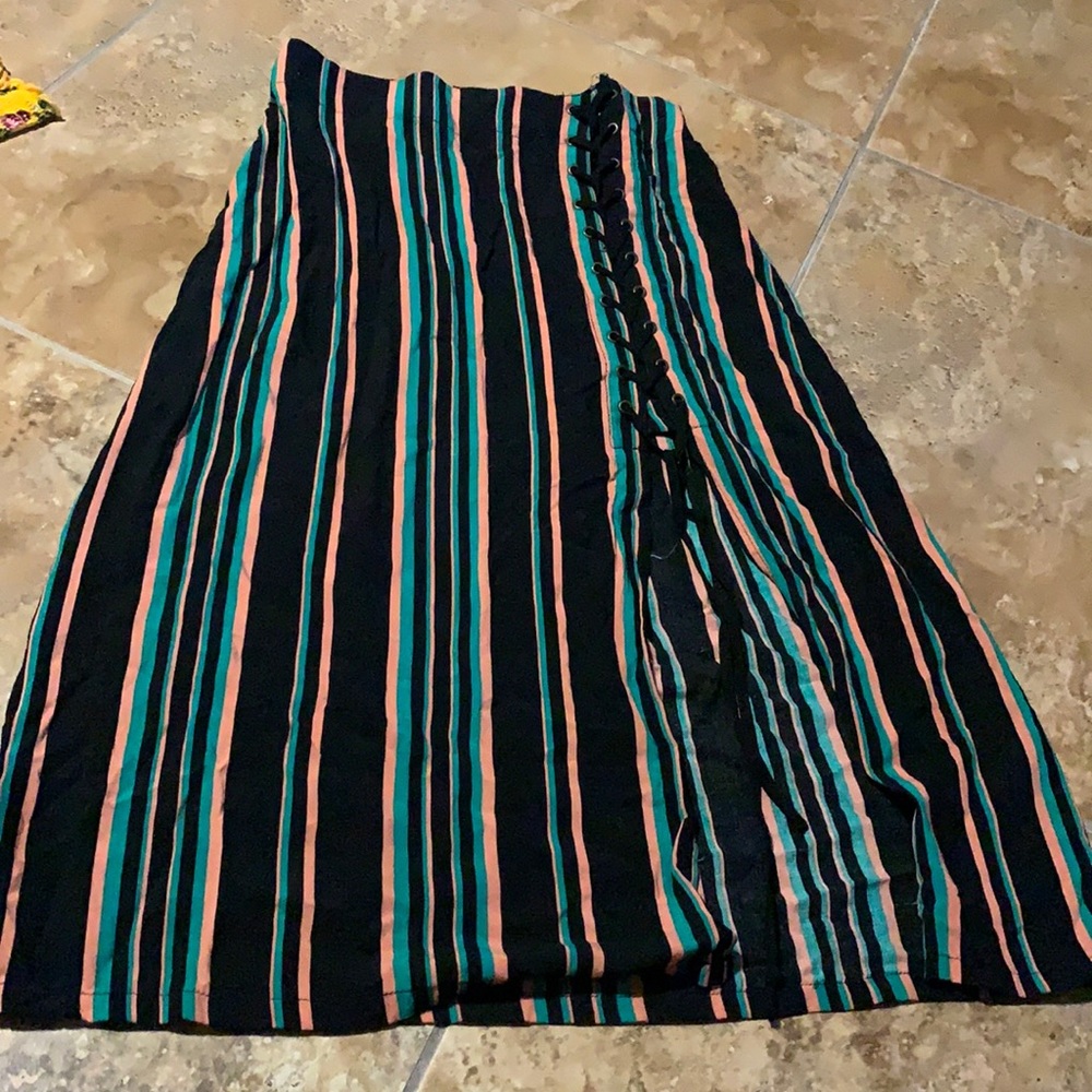 Striped midi skirt